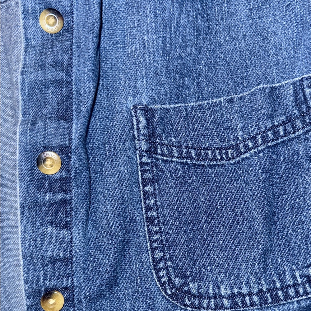 L.L. Bean Blue Denim Button-Down Shirt - Picture 6 of 9